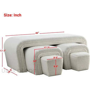 Contemporary Modular Nesting <b>Bench</b> Set With Upholstered Design For Bedroom Living Room Entryway Use - Product Image 5
