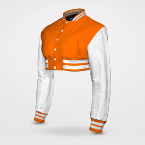 2026 Custom Women's Crop Varsity Jacket with Embroidery Logo Wool Lining Breathable Design High Street Style OEM Service - Product Image 2