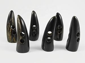 Botones de palanca de cuerno negro sostenible para coser chaqueta de palanca de hueso de encaje decorativo lavable ropa propósito decorativo - Product Image 1