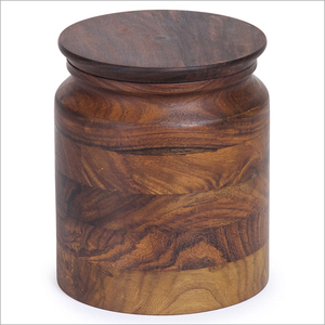 Pot de rangement en bois d'acacia avec couvercle, récipient de rangement de cuisine en bois fait main, pot à épices en bois naturel, rangement alimentaire décoratif - Product Image 4