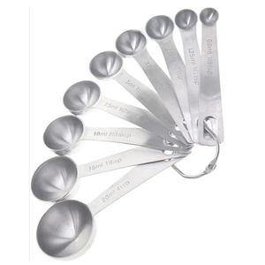 Hot Selling Stainless Steel Metal Silver Plated <b>Measuring</b> <b>Spoons</b> Set Of 9 For Kitchen Baking Accessories - Product Image 1