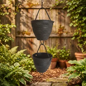 Cadena de Lluvia Decorativa de Aluminio Martillado para Canaletas, Cadena para Drenaje de Agua de Lluvia en Jardines Exteriores, Decoración Colgante - Product Image 4