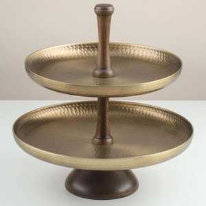 Premium Vintage Elegant Aluminum 2-Tier Handmade <b>Flower</b>-Shaped Cake Stand Dessert <b>Display</b> Rack for Wedding Party Hotel Indoor - Product Image 6