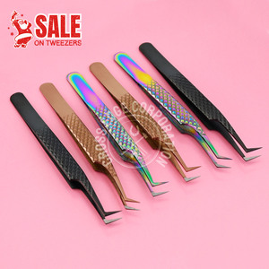 Private Label Eyelash Extension Tweezers Easy to Graft Volume Lash Extension Tweezer for Lashing Angled Eyelash Custom logo - Product Image 1