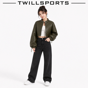 2026 Autumn Women's Stand Collar Quilted PU Jacket Coat Long Sleeve <b>Zipper</b> with Cool Lapel Leather Breathable Casual Short Jack - Product Image 5