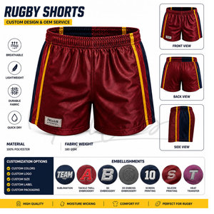 Pantalones Cortos de Rugby Más Vendidos, Pantalones Cortos de Rugby de Primera Calidad, Nuevo Diseño, Pantalones Cortos de Rugby 100% Poliéster Hechos en Pakistán - Product Image 5