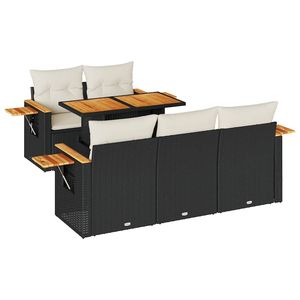 Conjunto de Sofás Modulares Grandes de Ratán Sintético Negro para Jardín - Product Image 2