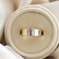 Bague de fiançailles et d'anniversaire en aquamarine taille émeraude, luxe, qualité supérieure, vintage, argent sterling 925, plaqué or 14 carats, rhodium