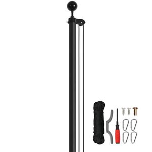 Kit Asta Portabandiera Sezionale in Lega di Alluminio Rinforzata da 20FT, a Goccia, per Installazione a Terra, per Bandiere 3x5, per Uso Esterno - Product Image 1
