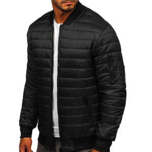 Chaqueta Bomber Acolchada Negra para Hombre, Cortavientos, Informal, para Otoño, Relleno de Poliéster, Corte Regular, Cuello Camisero, Cierre de Cremallera - Product Image 4