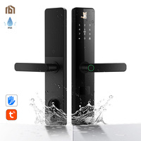 Cerradura Inteligente WiFi Tuya TTLock con Huella Dactilar y Pantalla Dinámica, con Contraseña, Tarjeta y Llave para Puertas de Madera y Metal