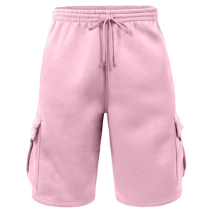 <b>Men's</b> <b>Pink</b> Cargo <b>Shorts</b> 100% Cotton Canvas Woven Mid Elastic Waist 6 Pocket Casual Style Solid Pattern - Product Image 1