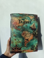Carnet de voyage inspirant avec carte du monde imprimée, en cuir véritable coloré, pour croquis de destinations et lecture classique
