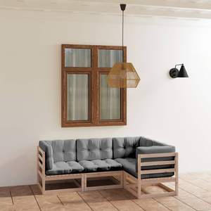 Ensemble de salon de jardin modulaire moyen en pin massif gris - Product Image 1