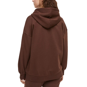 Sweat à capuche zippé décontracté pour femme de qualité supérieure avec logo personnalisé sur le devant, 100 % coton, coupe oversize, fermeture éclair, hiver, avec poches - Product Image 5
