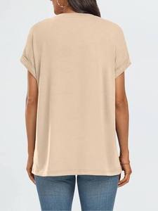 T-shirt en coton pour femme, col rond, épaules dénudées, broderie florale, ultra-doux, respirant, écologique, séchage rapide, été - Product Image 1