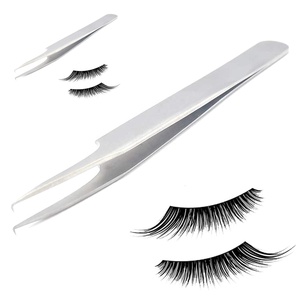 แหนบต่อขนตาแบบมืออาชีพ ปลายไฟเบอร์ สแตนเลส สีชมพู แหนบ 90 องศา 1 ชิ้น - Product Image 2