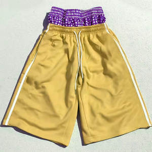 <b>Men</b> High Waist Board <b>Shorts</b> Yellow With Purple Checkered Inner Elastic Drawstring Casual Summer Bermuda <b>Shorts</b> - Product Image 1