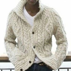Pull-over en laine/viscose anti-boulochage pour homme, couleur unie, col montant, manches longues, tricoté, style cardigan, collection automne/hiver - Product Image 3