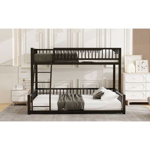 Letto a Castello in Metallo Nero Twin XL Sopra Queen, Facile da Montare, con Scala e Sponde di Sicurezza - Product Image 5