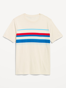 เสื้อยืดลายทางผ้าฝ้ายพรีเมียม พิมพ์ลายตามสั่ง เสื้อยืดแขนสั้นลำลองสำหรับผู้ชาย เสื้อยืดลายทางแนวนอนแฟชั่นผู้ชาย ผ้าฝ้ายนุ่ม - Product Image 4