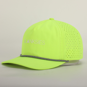 Gorra Deportiva Unisex de Seis Paneles, Perforada, Impermeable, con Corte Láser, Ajustable, Transpirable, con Letras, para Exteriores, para Adultos, para las Cuatro Estaciones, Lavada, en Verde Neón - Product Image 1