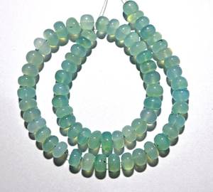 ลูกปัดหินแคลเซโดนีสีน้ำทะเลธรรมชาติทรงกลมเรียบ ร้อยเป็นเส้น สำหรับทำเครื่องประดับ ขายส่ง - Product Image 1