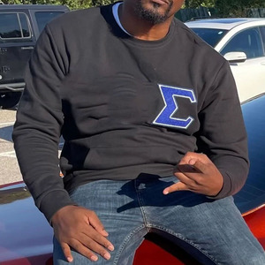 Delta Crimson Phi Beta Sigma <b>Black</b> Crewneck <b>Sweatshirt</b> Puff Printed Greek Letter Front Men's Casual Knitted Polyester/Cotton - Product Image 1