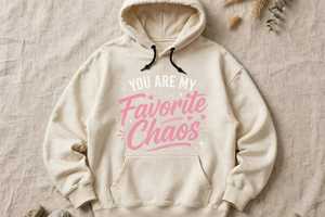เสื้อสเวตเชิ้ตมีฮู้ดสีดำสำหรับผู้หญิง ลาย You Are My Favorite Chaos ผ้าฝ้าย 100% มีกระเป๋าหน้า ใส่ได้ในฤดูหนาว - Product Image 6