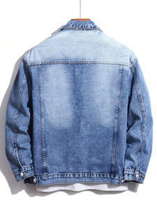 Chaqueta vaquera informal de hombre OEM 2026, abrigo vaquero con botones para otoño, chaqueta vaquera oversize para hombre - Product Image 2