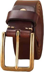 Ceinture en cuir de vachette décontractée au style unique pour homme, avec logo personnalisé, boucle ardillon en acier, respirante, durable, légère et brodée - Product Image 2