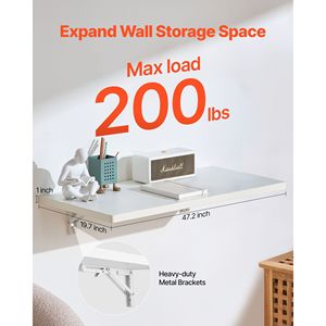 Wall Mounted 47.2 X 19.7 Inches Folding Table Floating <b>Computer</b> <b>Desk</b> with Iron Bracket for Small Spaces - Product Image 2