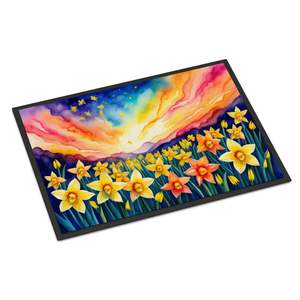 Paillasson antidérapant inspiré des jonquilles 24H X 36W Tapis d'entrée intérieur/extérieur lavable à poils bas pour porte d'entrée - Product Image 1