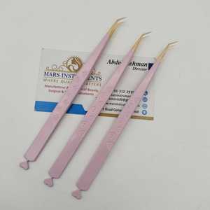 Pink Color Eyelash Tweezers With Heart Pattern Smooth Tip <b>Precision</b> <b>Tools</b> For Lash Extensions - Product Image 1