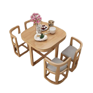 High Quality Luxury Modern Minimalist Nordic Wooden Dining Set <b>4</b> <b>Chairs</b> Customized Color for Restaurant Home Use Wholesale Price - Product Image 4