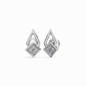 Boucles d'oreilles élégantes en or blanc avec diamants carrés taille princesse naturels pour le bureau, les tenues décontractées et les occasions spéciales - Product Image 1