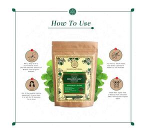 Polvo Orgánico de Hoja de Brahmi Natural Khadi, Polvo Herbal para el Cuidado del Cabello y Cuero Cabelludo, Ayuda a Mejorar la Fuerza, Textura y Brillo Natural del Cabello - Product Image 4