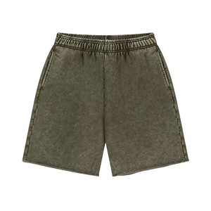 Shorts Bermuda en Coton Uni pour Homme, Taille Élastique, Style Délavé Décontracté, Taille Mi-Haute, Tissu Respirant, Fabricant OEM ODM - Product Image 1