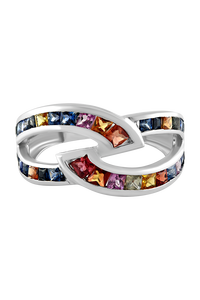 แหวนแซฟไฟร์หลายเม็ดในตัวเรือนเงินแท้ 92.5 รุ่น KLSR-11274 - Product Image 2