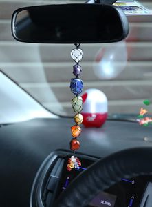 Ornement suspendu pour voiture en pierres précieuses 7 chakras naturelles, pendentif en cristal fait main, pierre polie irrégulière, décoration miroir Feng Shui - Product Image 5