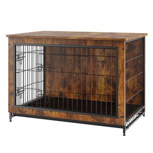 "38 Inch Wooden Double-Door <b>Dog</b> Crate End <b>Table</b> Heavy-Duty & Removable" - Product Image 1