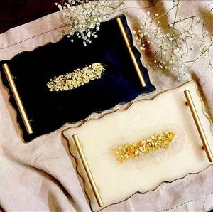 Handmade Floral Resin Tray High Quality Decorative Tray for Home <b>Coffee</b> <b>Table</b> Vanity Wholesale - Product Image 4