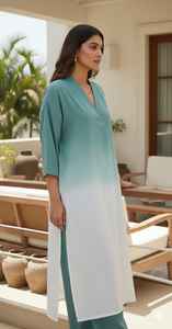 Conjunto de Salwar Kameez de Rayón Tie Dye para Mujer - Ropa Informal para Fiesta o Playa - Product Image 3