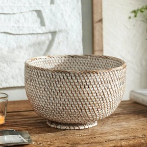 Tazón Decorativo Tejido a Mano de Bambú, Tazón para Servir Ecológico de Estilo Nórdico, Decoración para el Hogar, Plato para Servir Alimentos, Color Blanco Natural - Product Image 1
