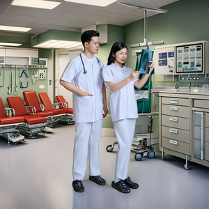 Uniforme médical de laboratoire/Manteau de médecin/Uniforme d'infirmière 65% polyester + 35% coton Manteau court de laboratoire vietnamien FMF unisexe - Product Image 1