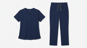 Unisex Navy Blue 100% Cotton <b>Scrub</b> Set Knitted Fabric Professional Hospital Use <b>Scrub</b> <b>Top</b> Featuring V-neck Practical Pockets - Product Image 3