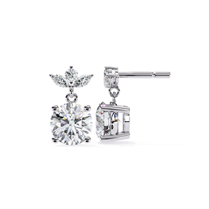 REYES Elegant Design Round Cut 2.5 Carat Moissanite Screw Back Drop Earring 925 <b>Sterling</b> <b>Silver</b> Wedding Party Jewelry For Women - Product Image 1