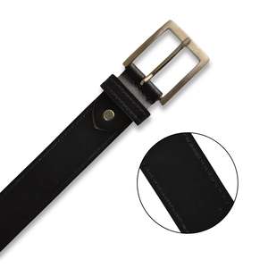 Men's Black Genuine Leather Formal <b>Belt</b> With <b>Silver</b> Rectangular Pin <b>Buckle</b> Durable Business Accessory - Product Image 4