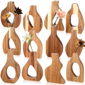 Vases en bois de manguier - Pots à fleurs - Design moderne du milieu du siècle - Articles décoratifs faits à la main respectueux de l'environnement |   Vente en gros personnalisée OEM |   Aqudus - Product Image 1