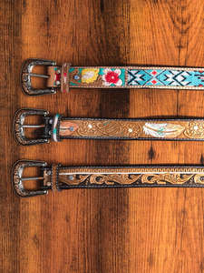 Nuevos cinturones tallados en cuero con cuentas hechos a mano disponibles en todos los tamaños Diseño bohemio occidental con estilo vintage - Product Image 4